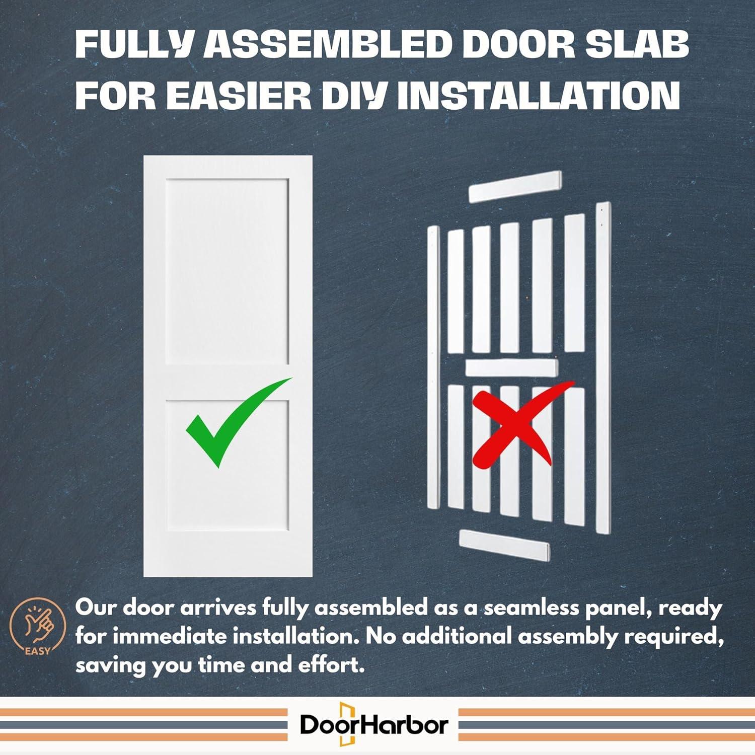 30" x 96" Interior Door Slab Only, 2-Panel Shaker Design, No Pre-Drilled Holes, White Primed, Solid Core, for Sliding, Swing, Barn, Bifold, or Pocket Door Applications (Not Prehung)