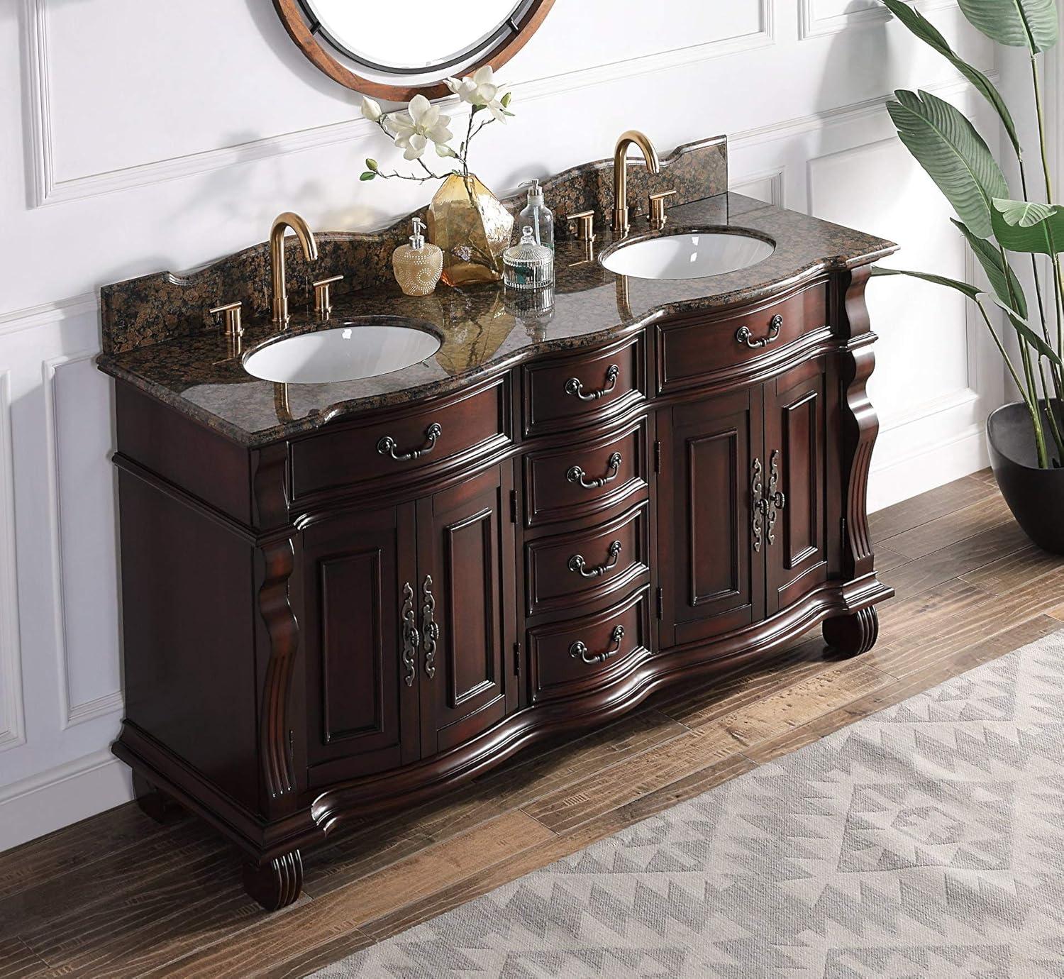 64" Timeless Classic style Hopkinton Double Sink Bathroom Vanity