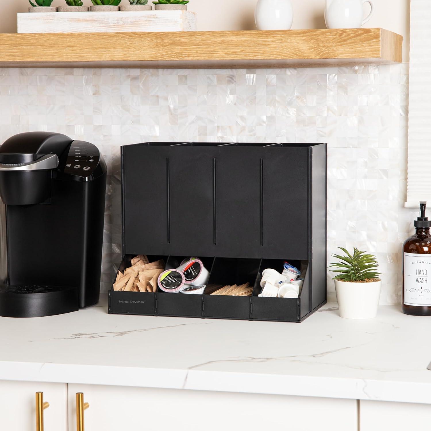 Black Heavy-Duty Plastic 4-Compartment Coffee Pod Dispenser