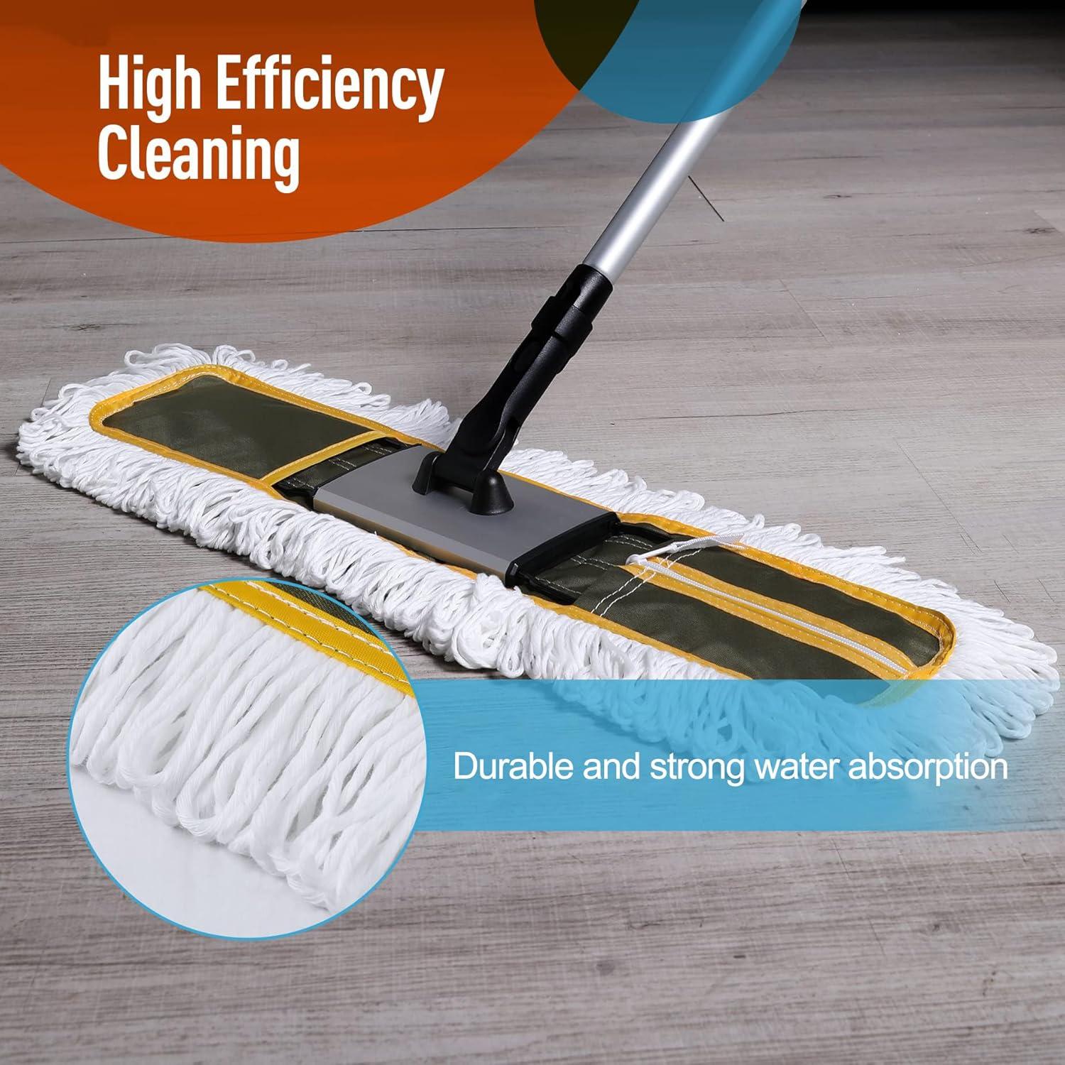 24" Green Microfiber Commercial Dust Mop with Extendable Handle