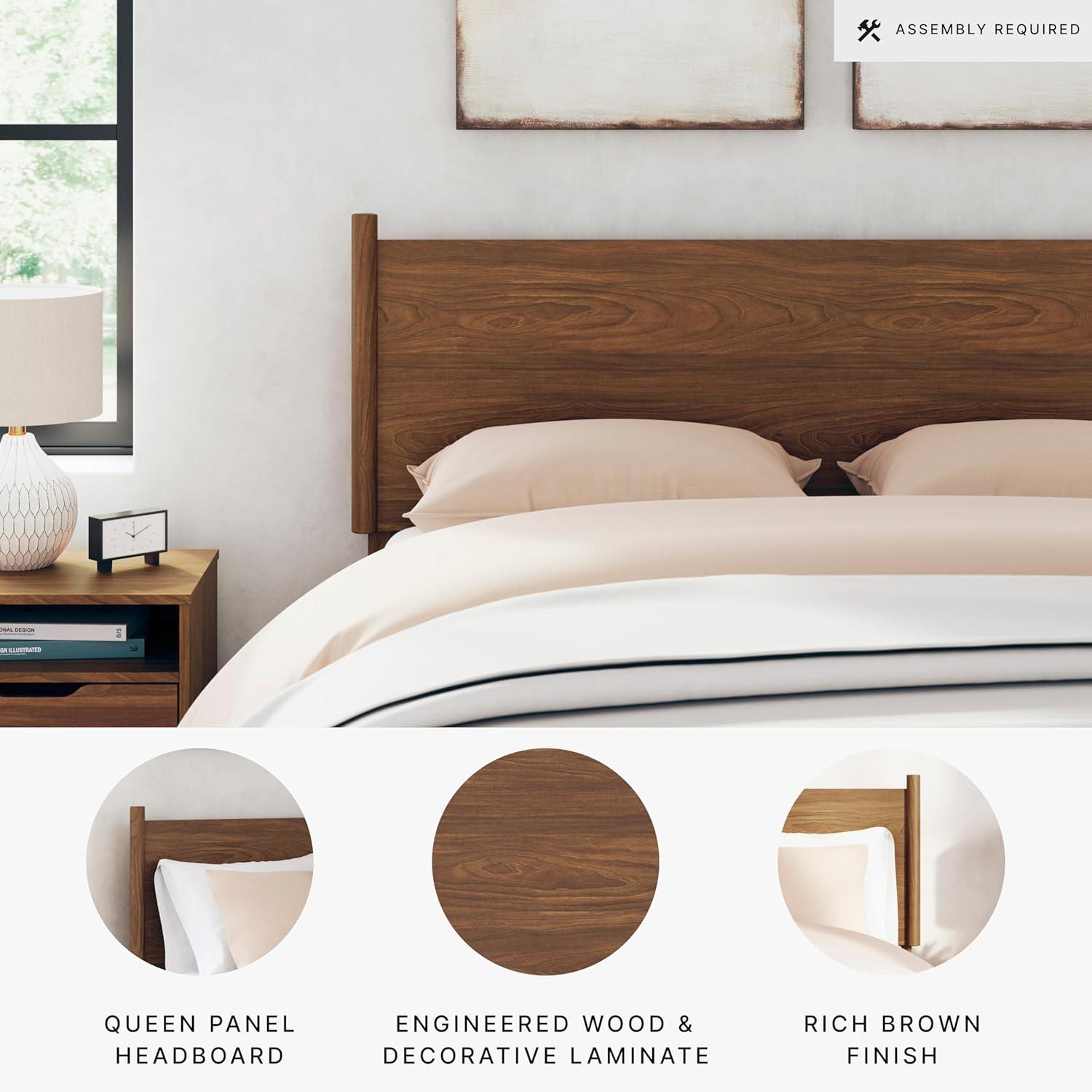 Queen Dark Brown Wood Platform Bed