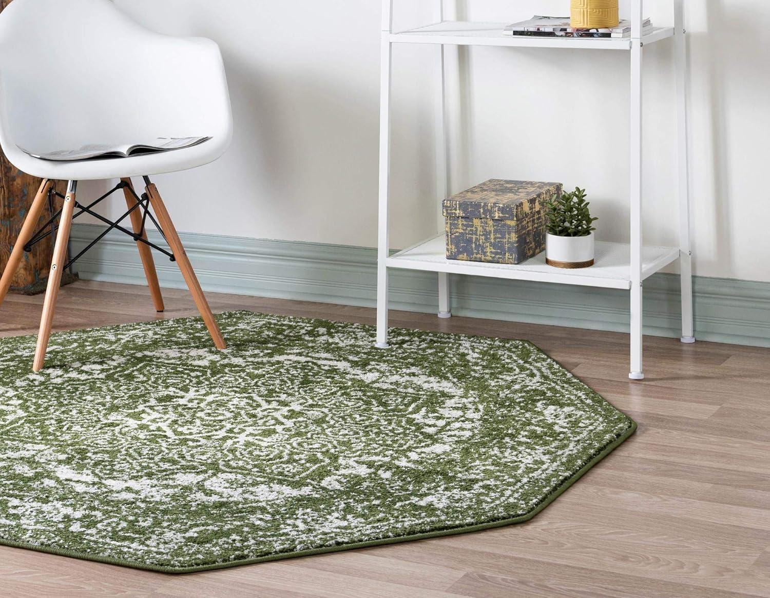 Unique Loom Richmond Collection Area Rug - Medallion (5' 3" Octagon Aqua/Ivory)