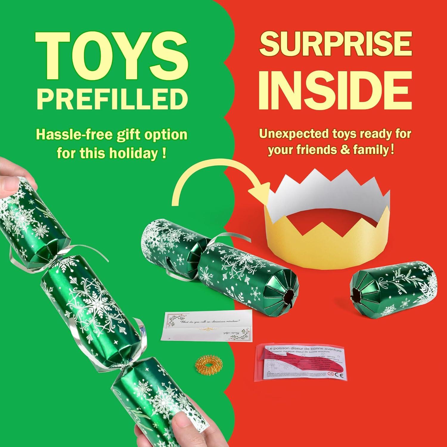 Fun Little Toys 12 PCS Christmas Cracker red and green snow flake