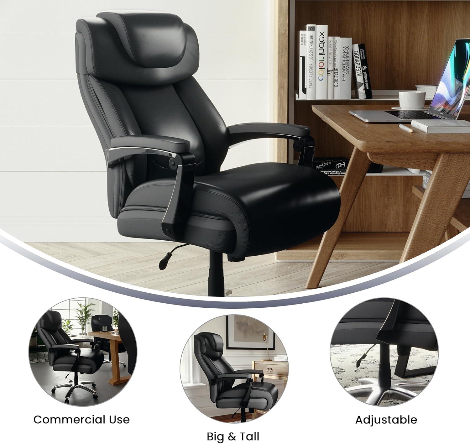 Esmeralda Big & Tall LeatherSoft Ergonomic Office Chair with Headrest and Armrests