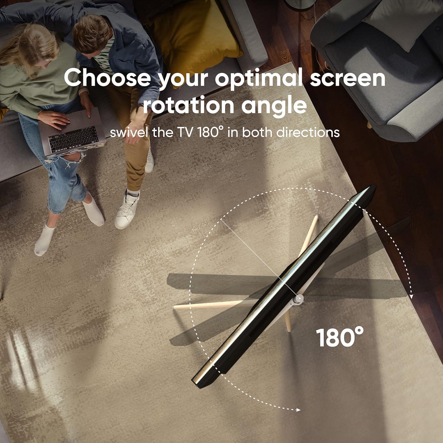 ONKRON Tripod TV Stand Wood for TVs up to 65" and 77 lbs, Swivel Floor Corner TV Stand Adjustable