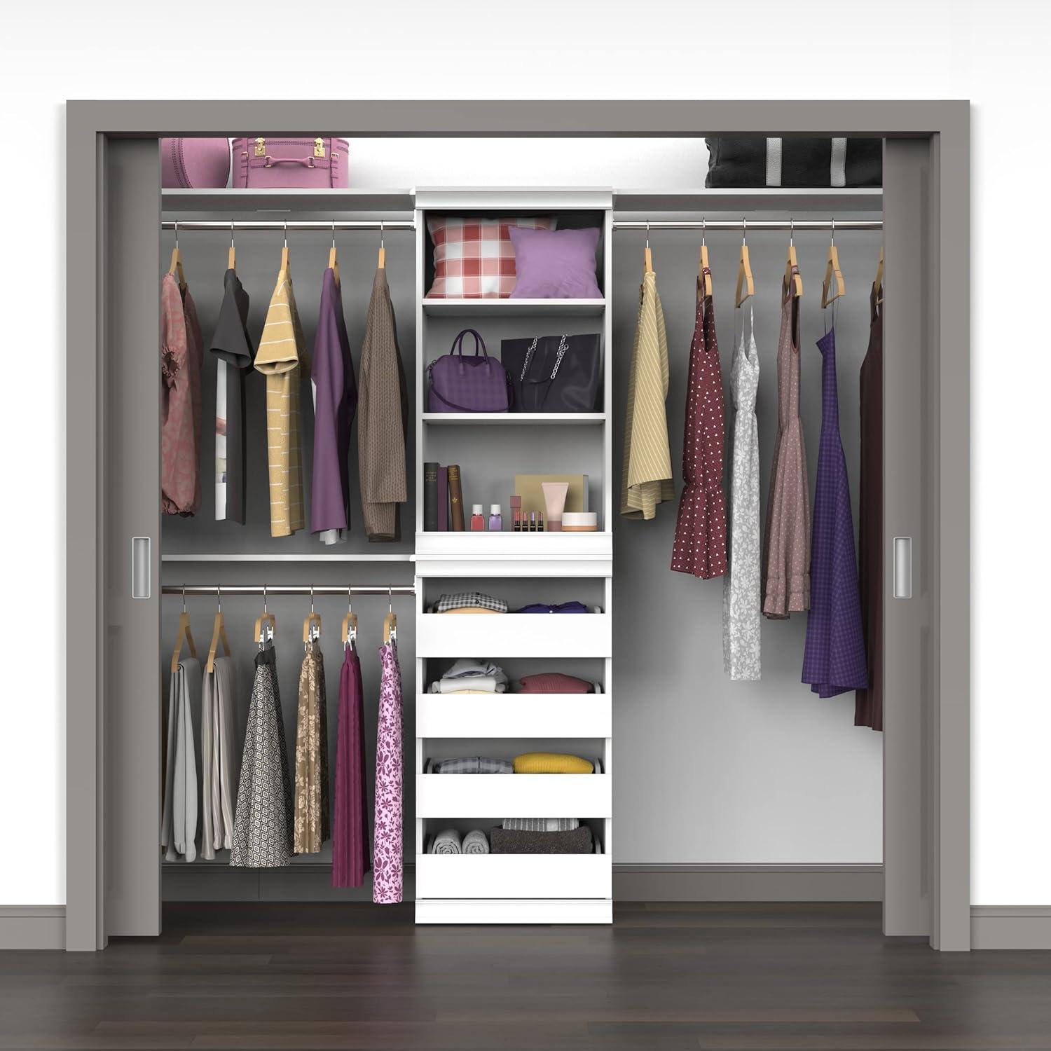 White Modular Closet Shelf and Hang Rod Kit