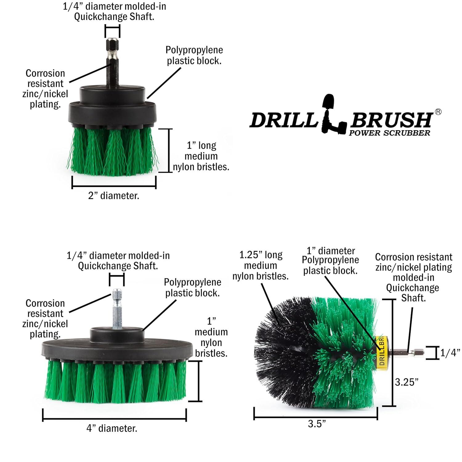 Green Nylon Bristle Drill Brush Set for Kitchen Cleaning