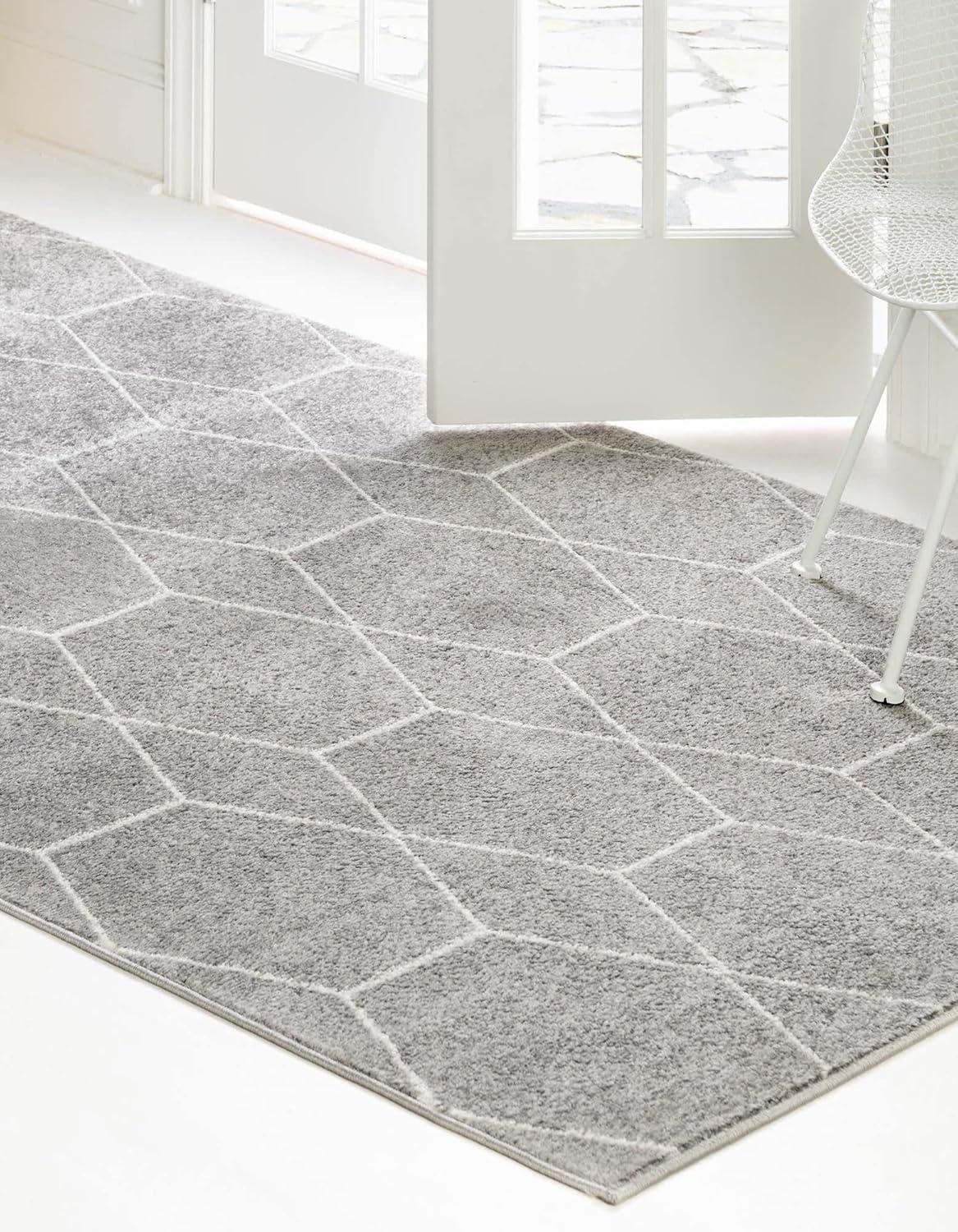 Unique Loom 10' 0 x 13' 0 Trellis Frieze Geometric Light Gray Area Rug