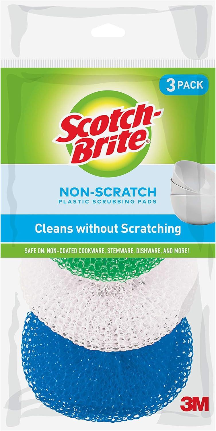 Scotch-Brite Non-Scratch Plastic Scrubbing Pads, 3-Pack