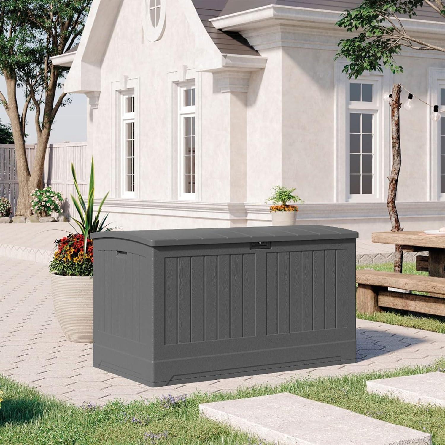 Suncast 200 Gallon Lockable Gray Plastic Deck Box