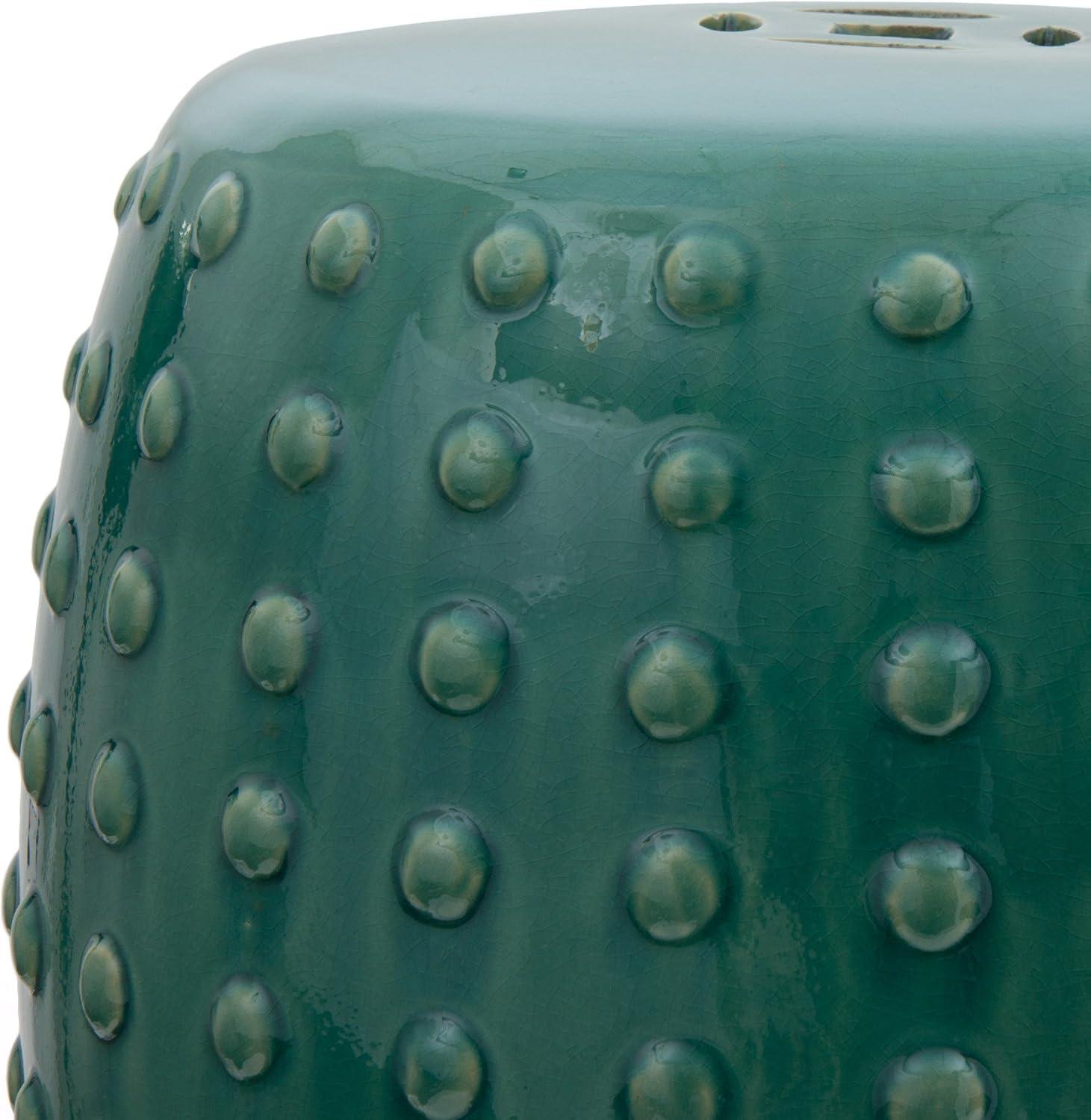 Oriental Furniture 20" Raised Dot Porcelain Garden Stool, Green