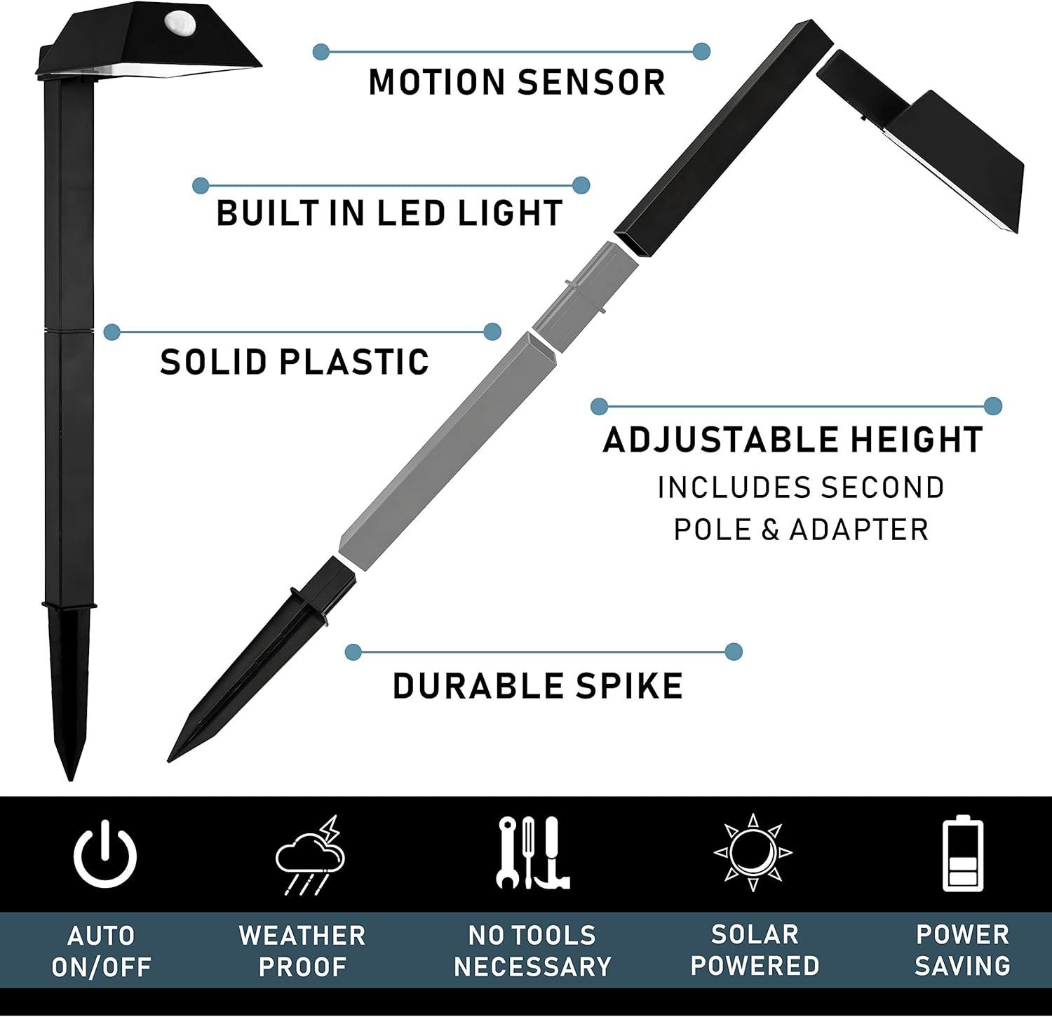 Black Low Voltage Motion Sensor Solar Powered Integrated LED Landscape Lighting