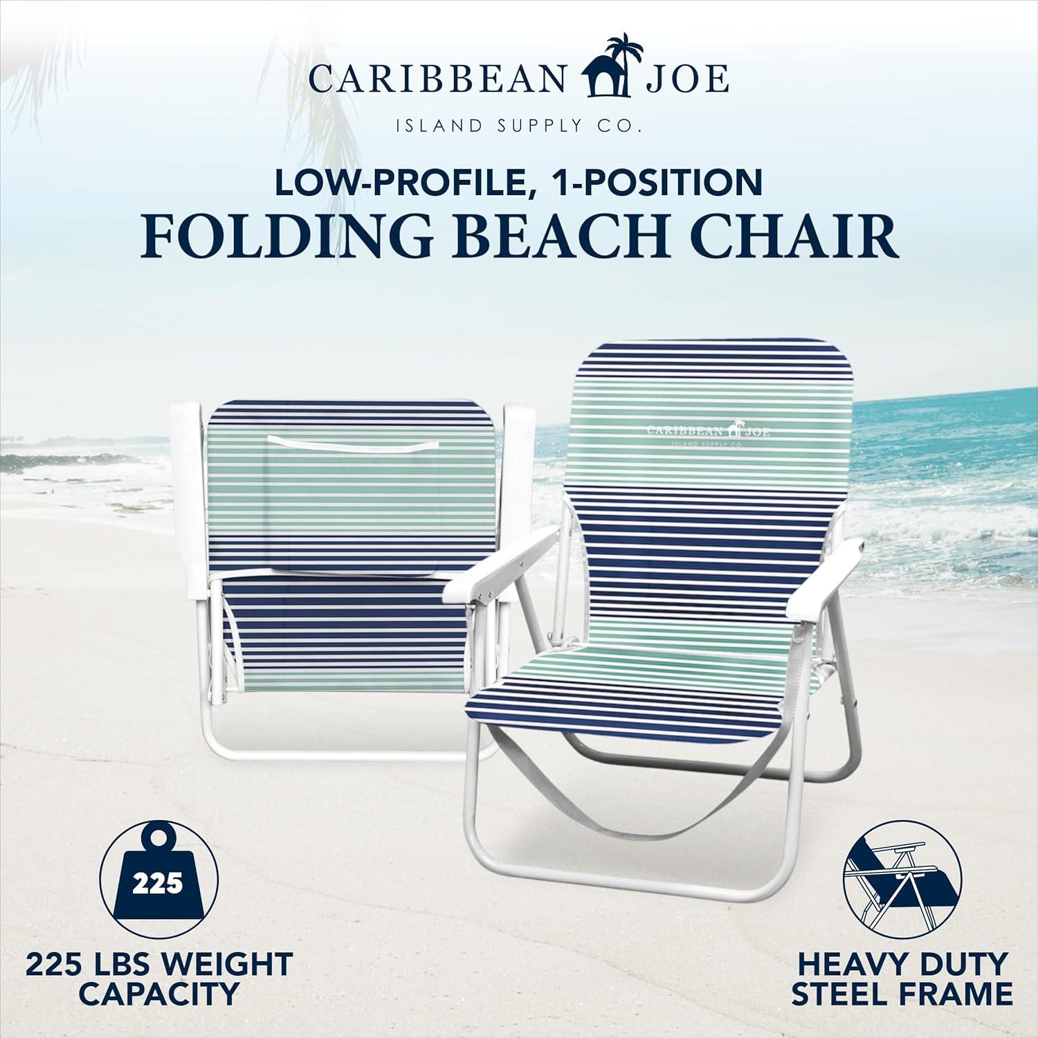 Caribbean Joe Folding Beach Chair, One Position with Armrests