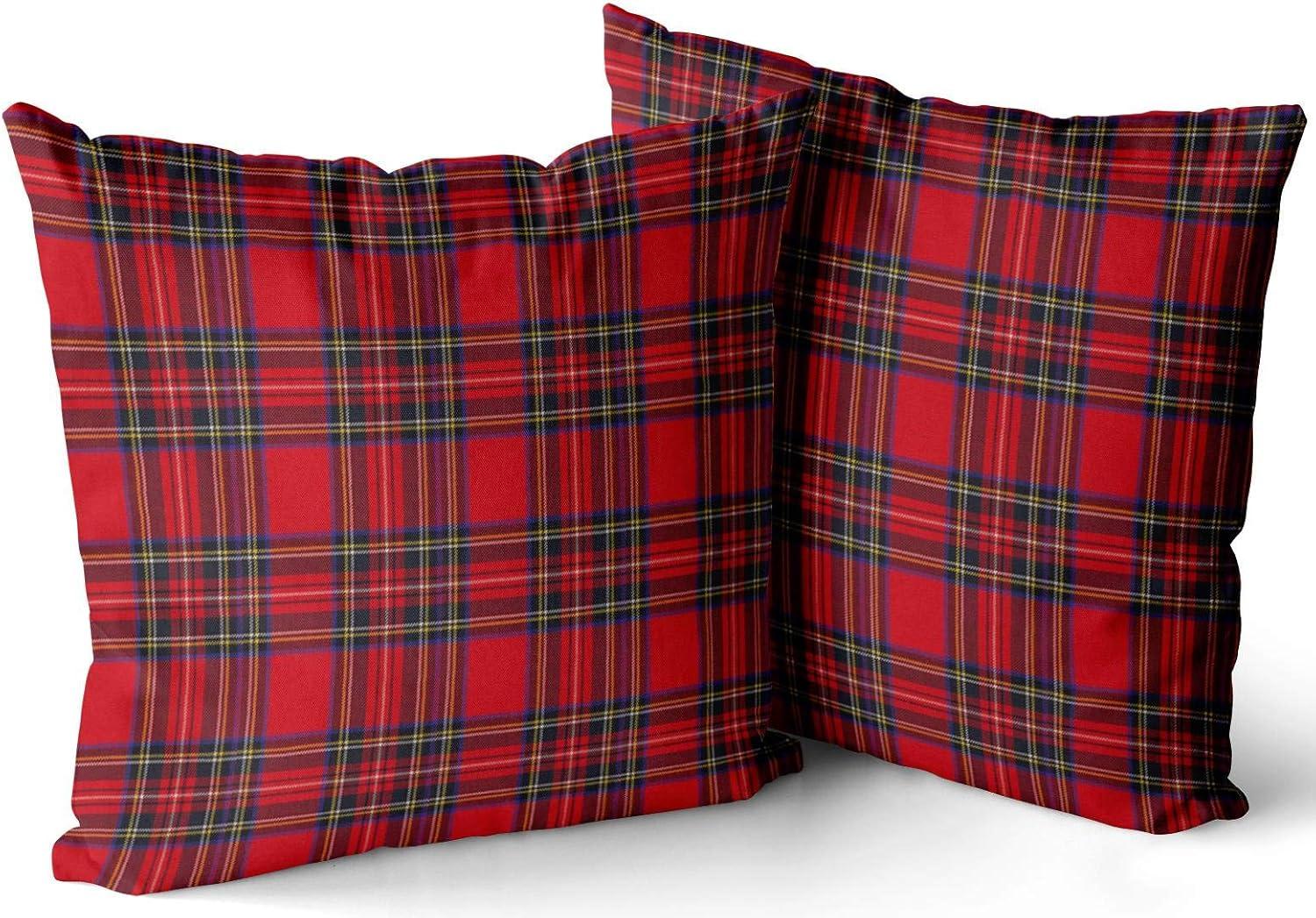 Unique Bargains Festive Plaid Scottish Tartan Pillow Covers 2 Pcs