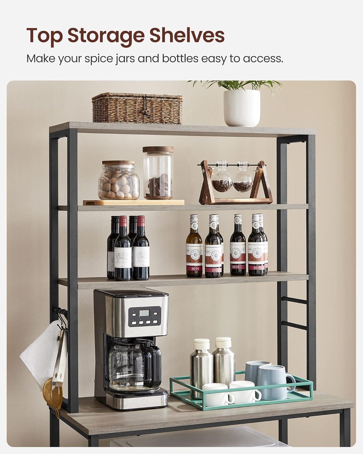 Greige and Black Adjustable 6-Tier Industrial Kitchen Rack