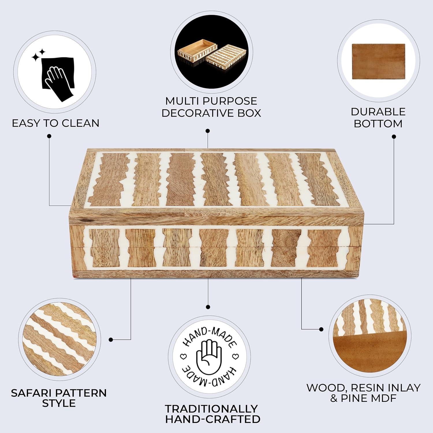 HANDICRAFTS HOME 8x5x2 Decorative Box Handmade Storage Organizer Boxes with Lids Keepsake Gift Trinket Box Display Box, Kept Safari