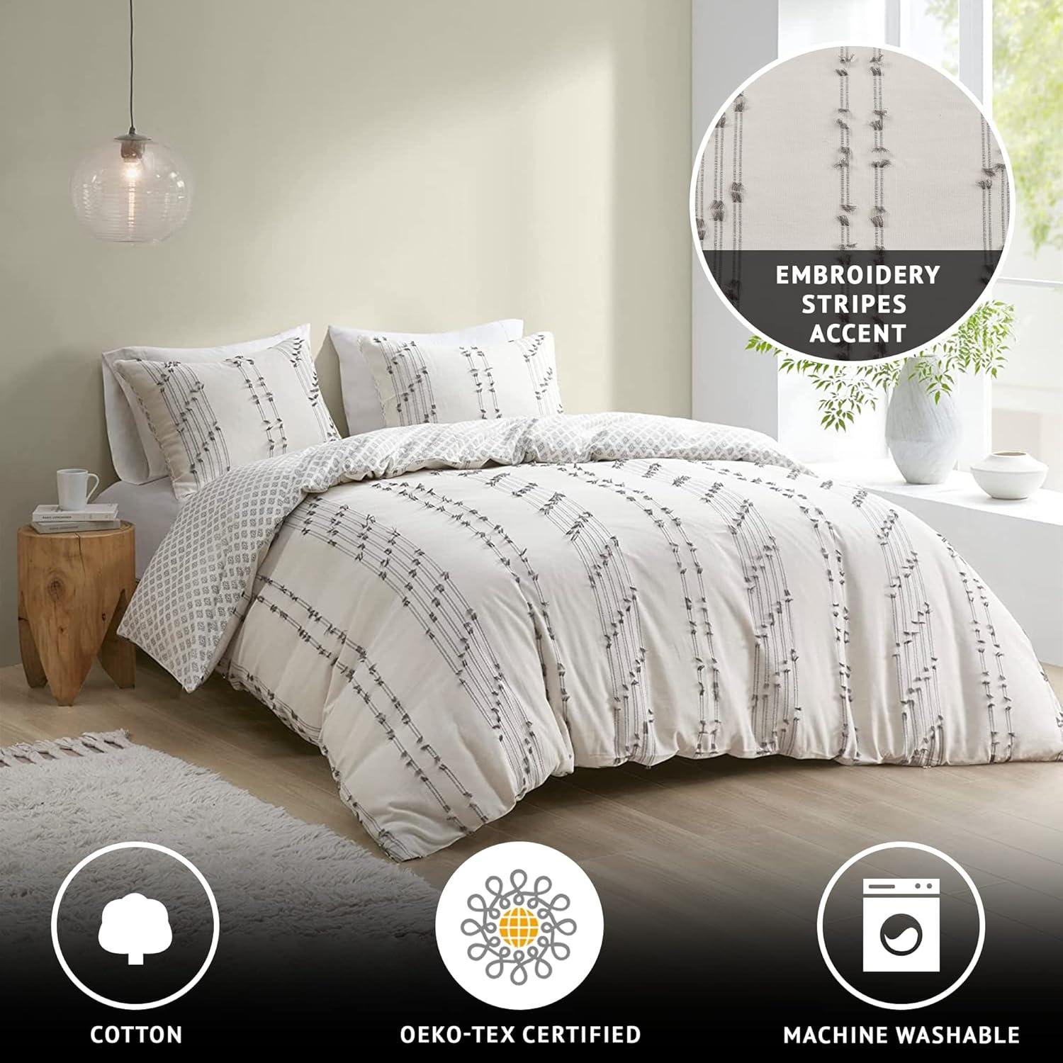 INK+IVY 3 Piece Cotton Jacquard Bedding Set