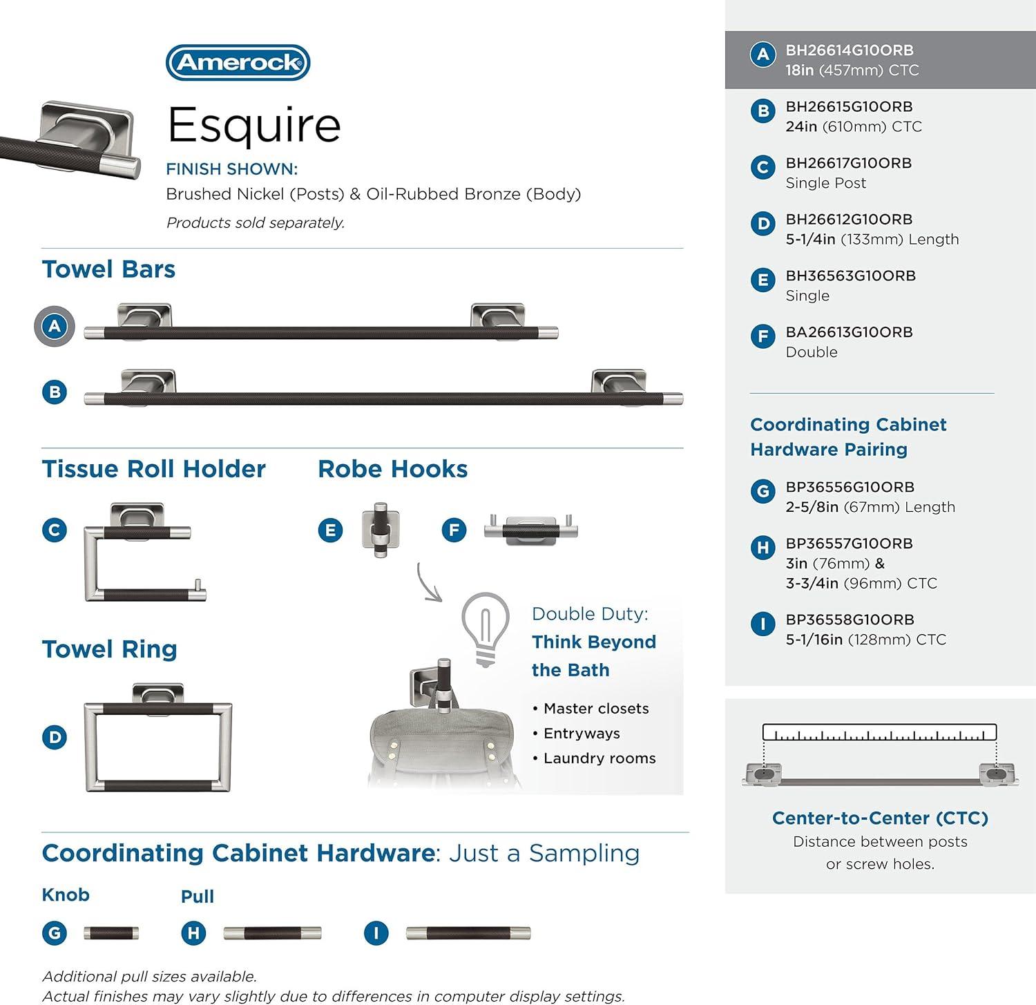 Amerock Esquire Wall Mounted Towel Bar