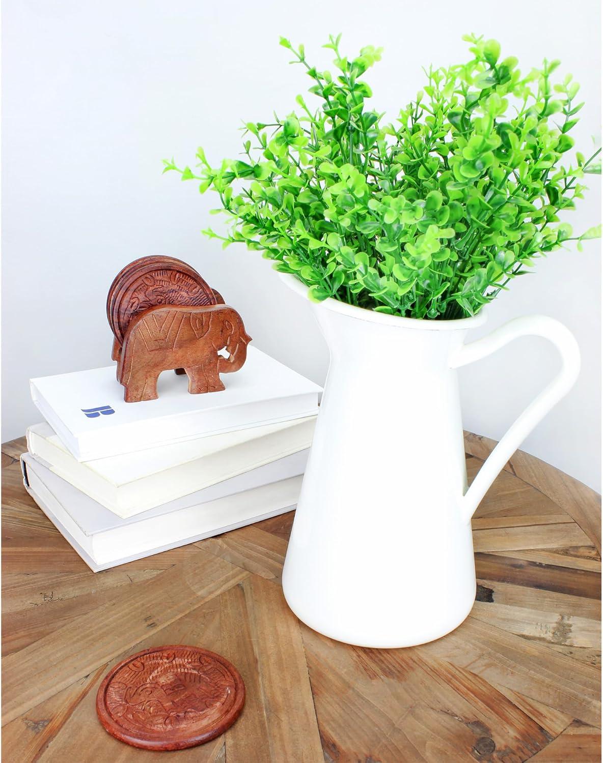 Cornucopia Brands Artificial Shrubs, 8pk; Faux Plastic Leafy Greenery Imitation Boxwood Plants, Indoor/Outdoor