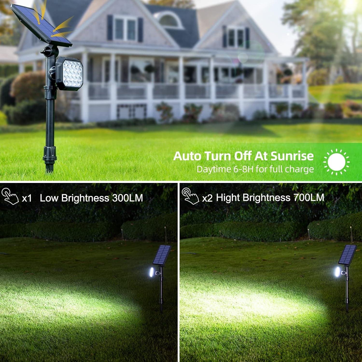 JSOT 700 Lumen Solar LED Spotlights with Motion Sensor, 4 Pack