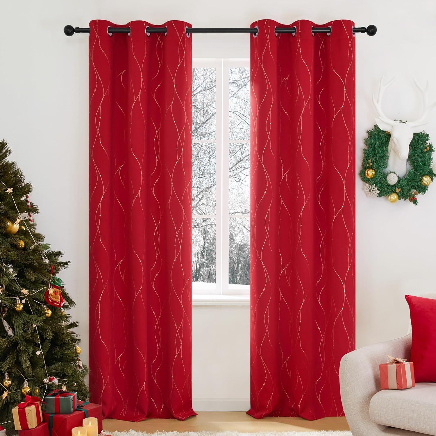 Deconovo Blackout Curtains - Thermal Insulated, Noise-Reducing Window Drapes for Bedroom, Living Room -2 Panels, Red, 42W x 54L