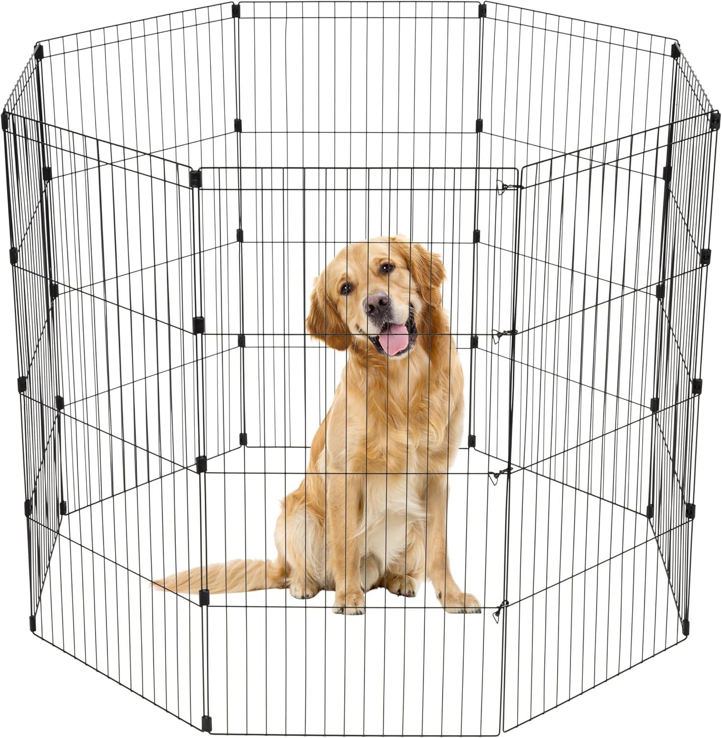 IRIS USA 48" Black Metal 8-Panel Dog Playpen