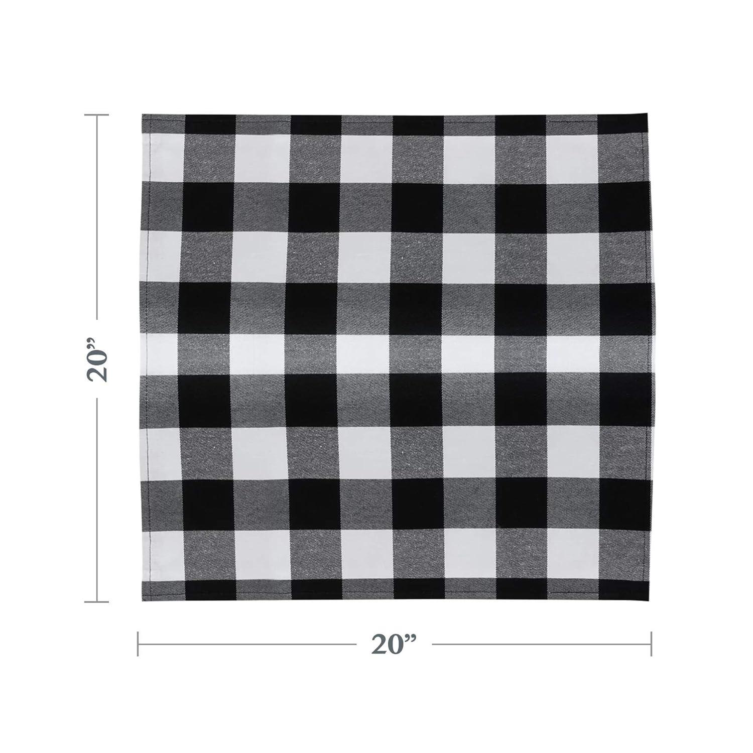 Saro Lifestyle Cotton Blend Buffalo Plaid Table Napkins (Set of 4), Black, 20" x 20"