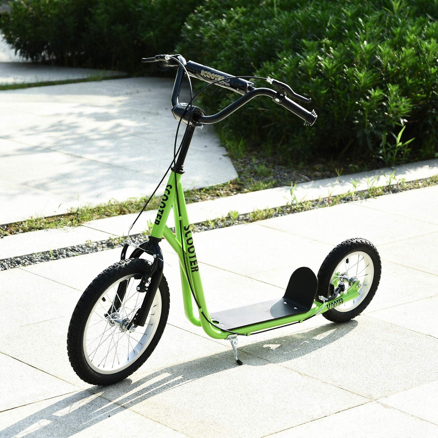 Green Adjustable Steel Frame Youth Kick Scooter