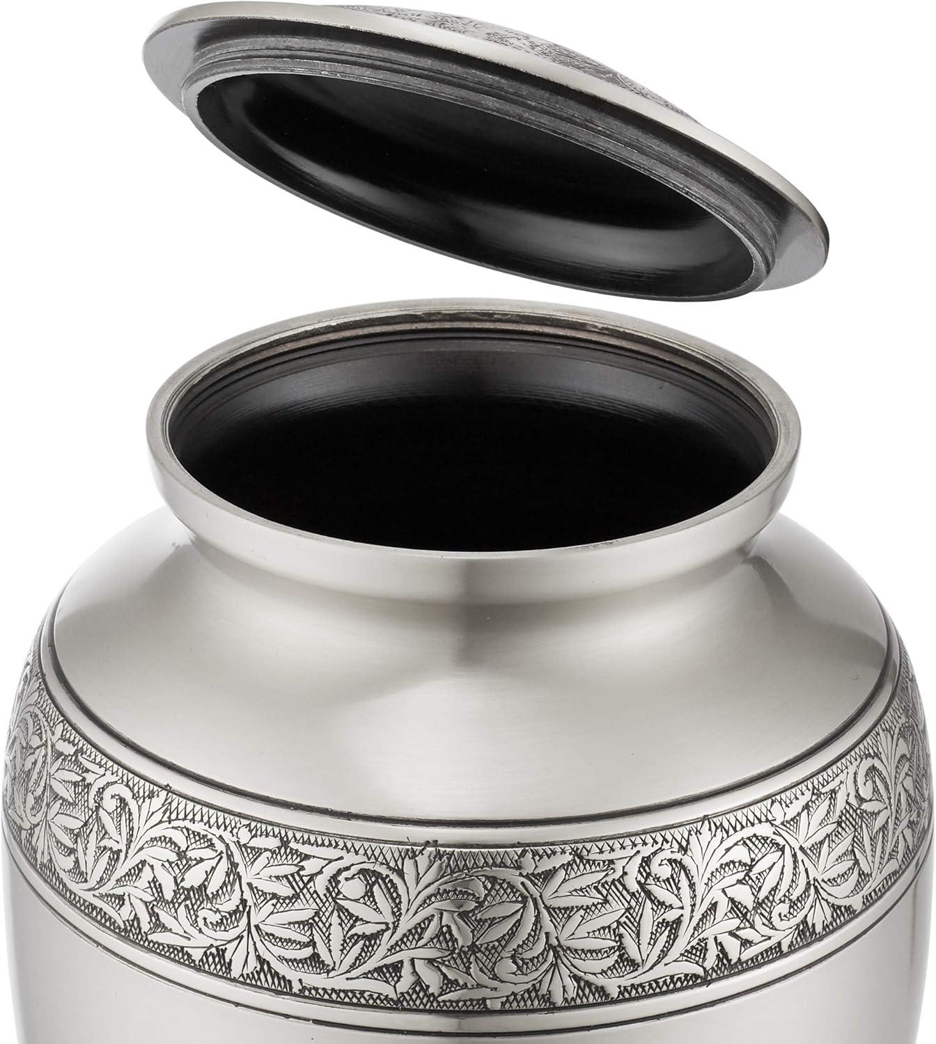 Decorative Full-sized Memorial Urn, Silver