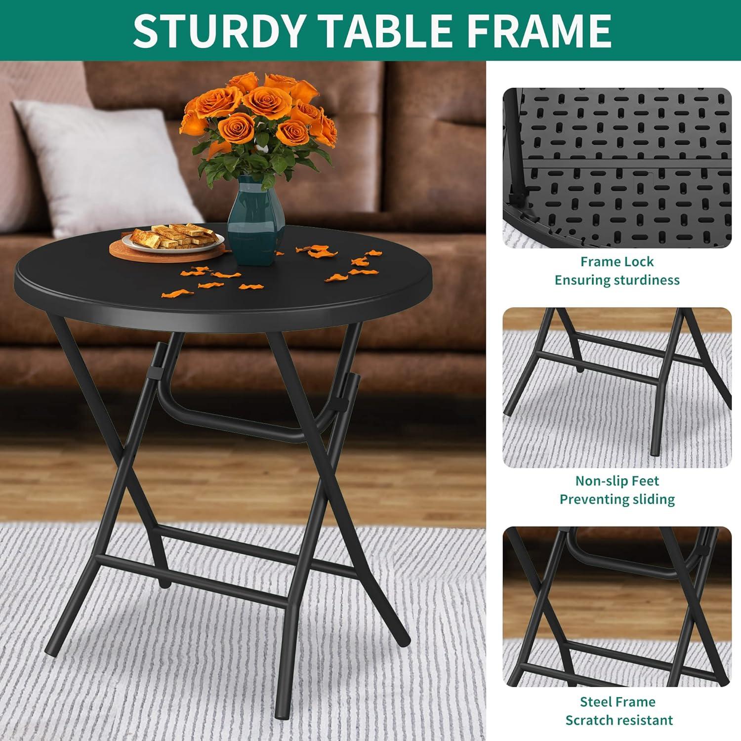 Folding Table 6 Foot,  Heavy-Duty, Portable Plastic Construction with Carrying Handle – Perfect for Picnics, Parties, and Office Indoor Outdoor Use, White