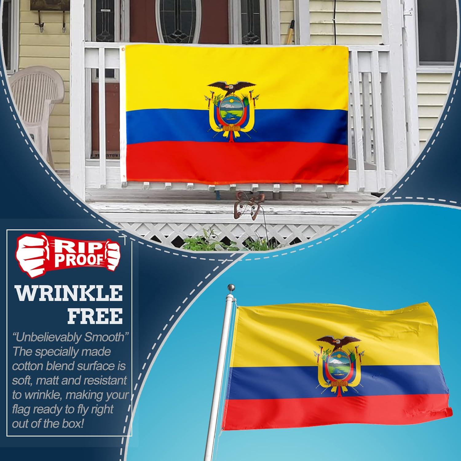 Anley 3' x 5' Rip-Proof Technology Double Sided 3-Ply Ecuador Flag