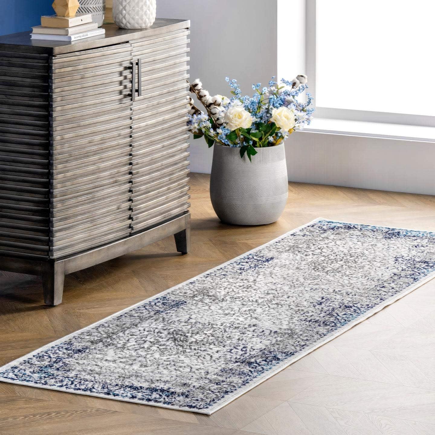 Nuloom Delores Oriental/Persian 9x12 Indoor Area Rug for Living Room Bedroom Dining Room Kitchen, Blue/Ivory