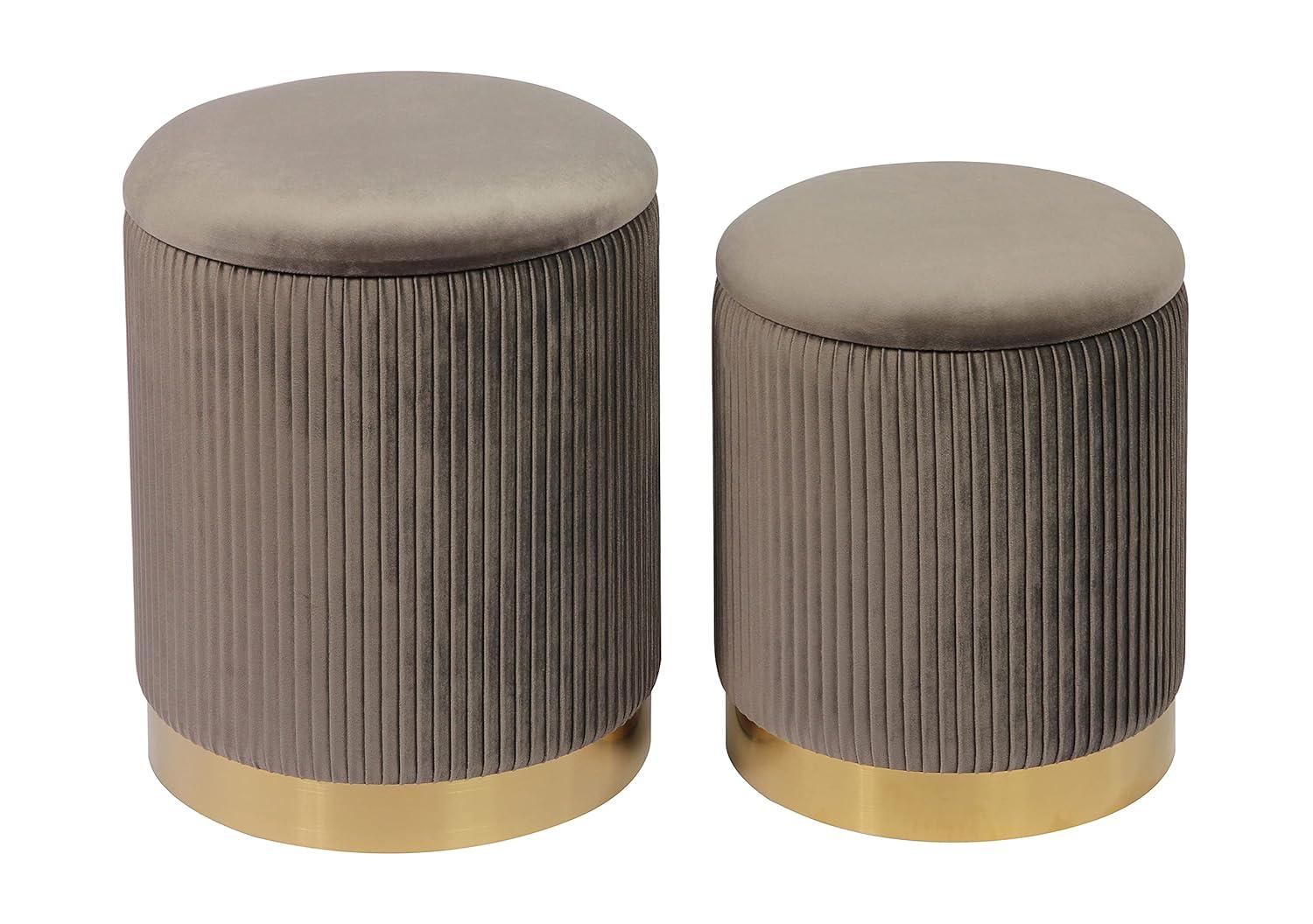 Everly Quinn Round Velvet Storage Ottomans(Set of 2) | Wayfair