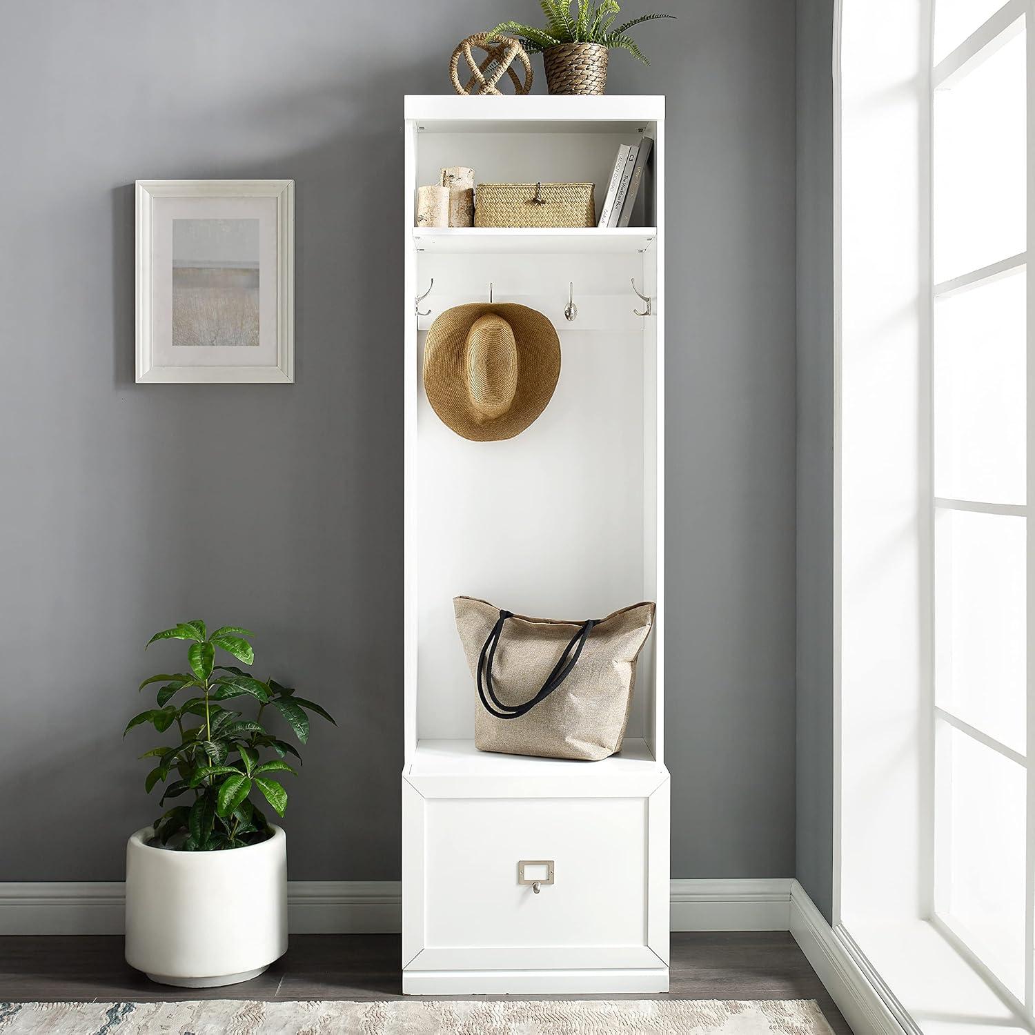 Harper Hall Tree White - Crosley: Mudroom Storage, Entryway Locker with Hooks & Shelf