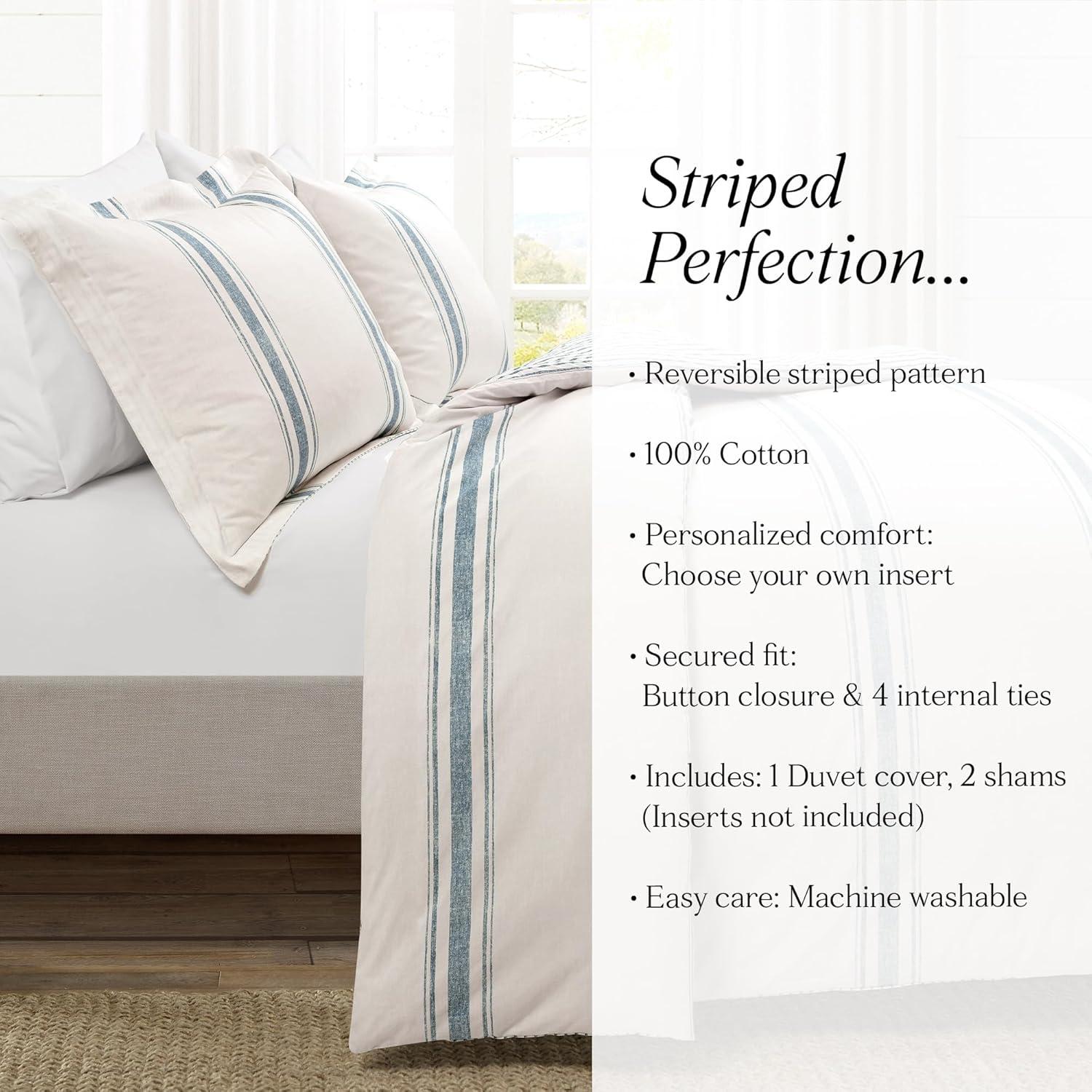 Standard Cotton 460 TC Reversible 3 Piece Duvet Cover Set