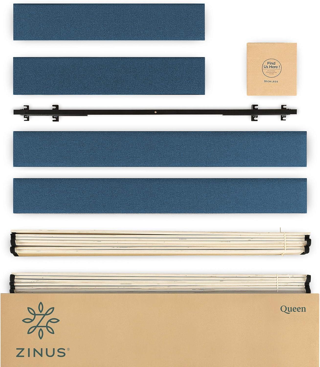 Zinus Curtis 13" Upholstered Platform Bed Frame, Navy, Queen