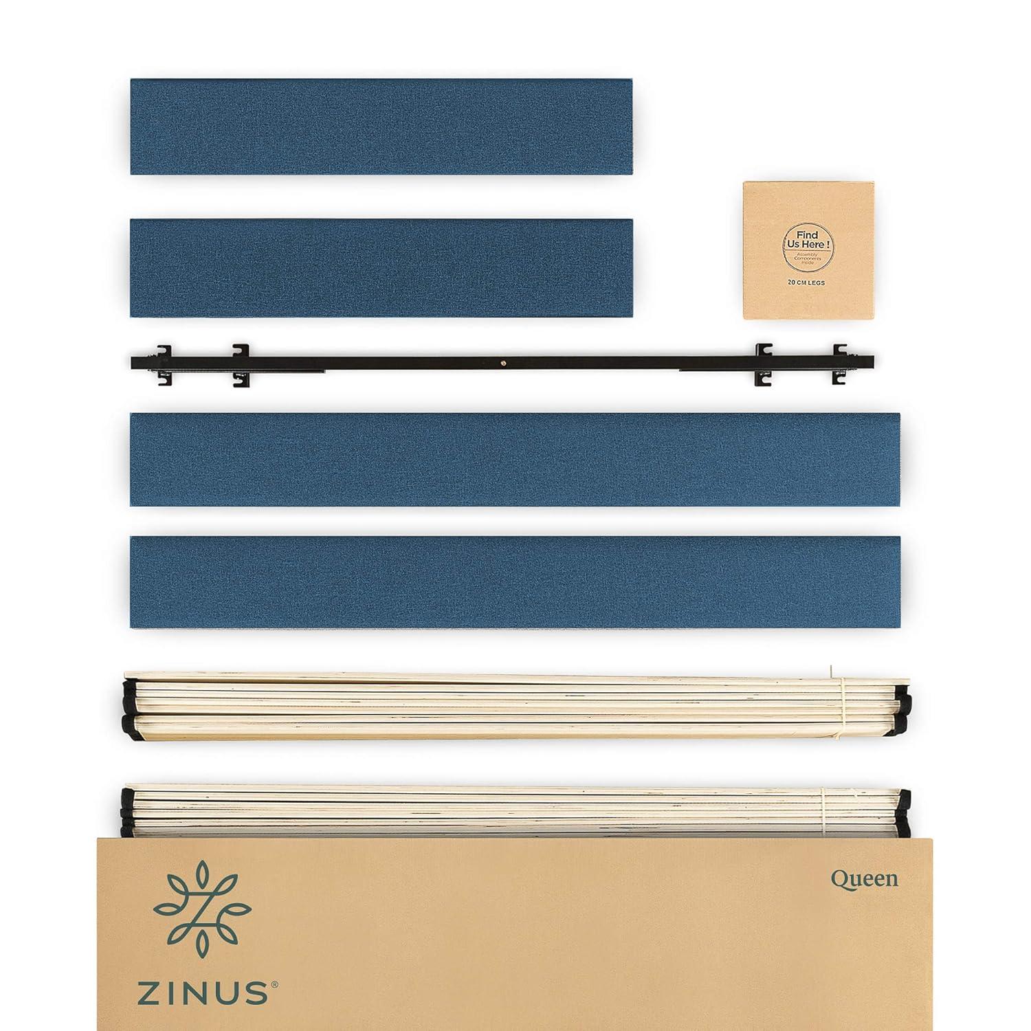 Zinus Curtis Estructura de Cama con Plataforma Tapizada de 13", Azul Marino, Tamaño Queen