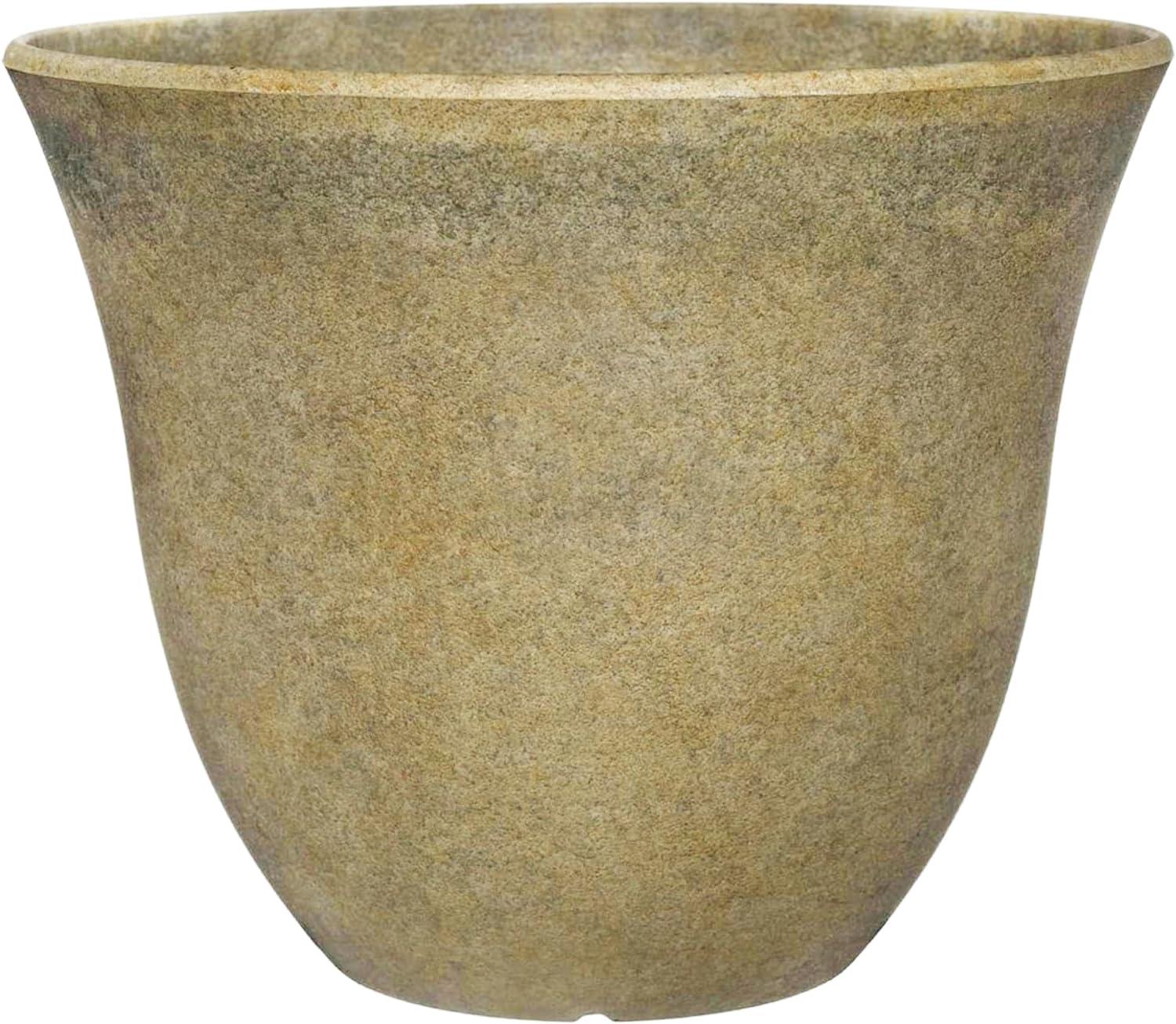 15" Fossil Stone Resin Outdoor Planter with UV Protection