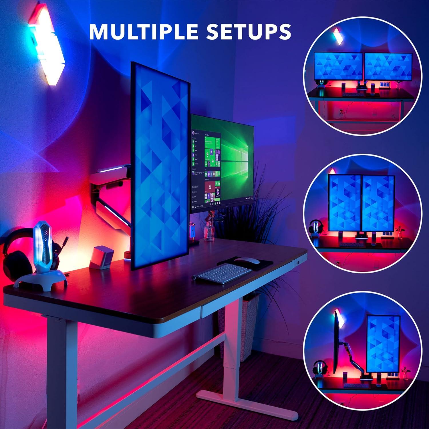 Mount-It! Heavy Duty Dual Monitor Arm up to 35 in. 44 Lbs. Screens, RGB Lights, VESA Desk Mount for Two Widescreen Curved Monitors 27 32 34 35 Inches