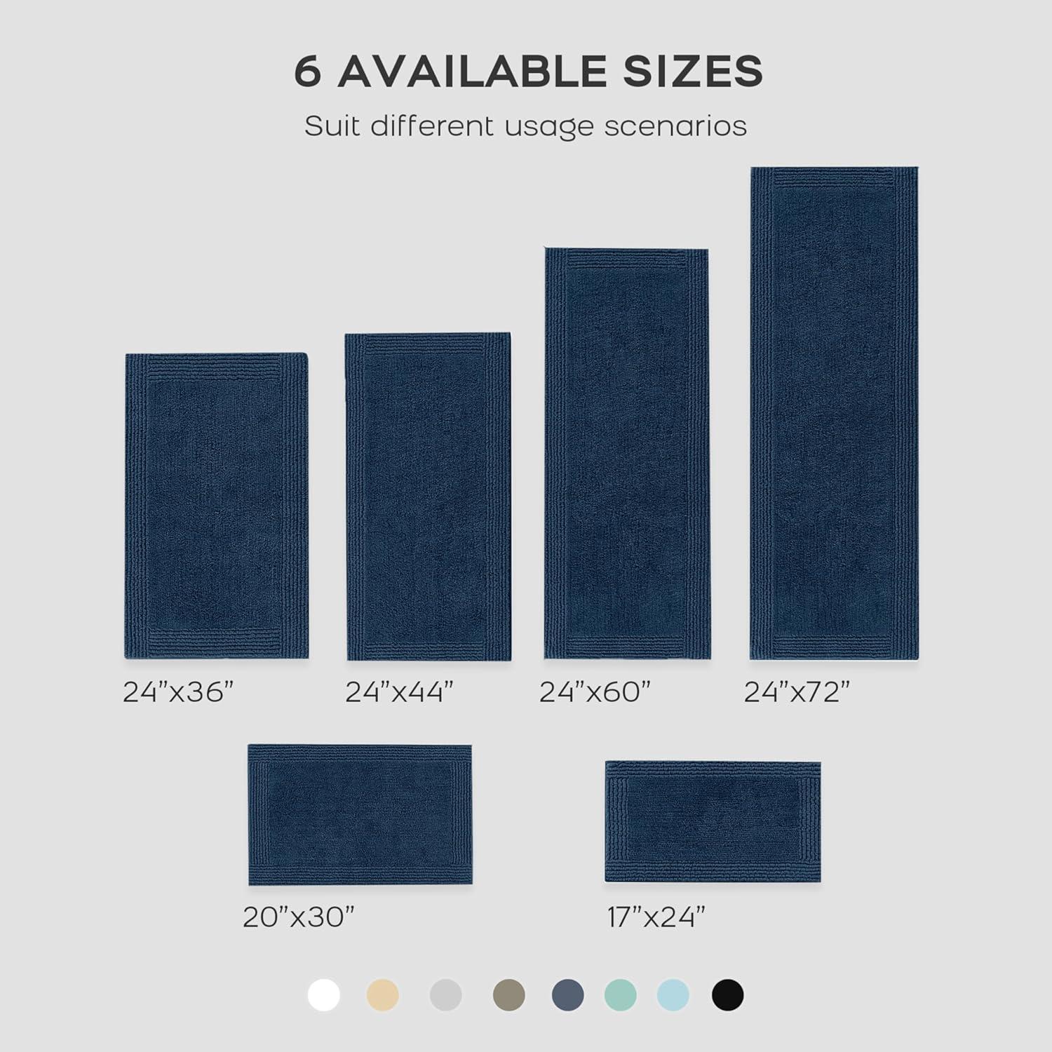 Navy Cotton Tufted Reversible Medium Pile Bath Rug