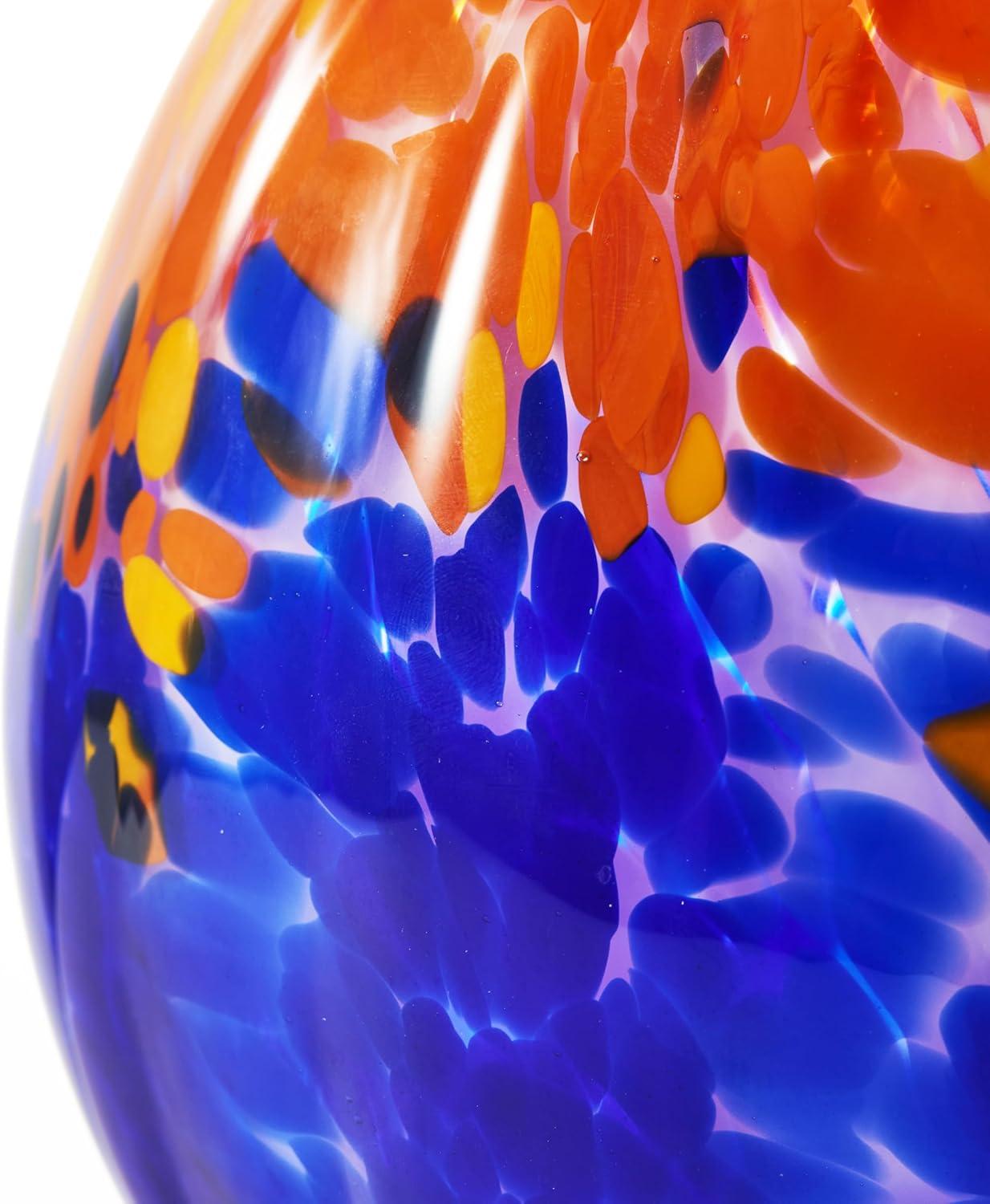 Luxury Lane Hand Blown Multicolor Confetti Art Glass Bubble Bud Flower Vase Cobalt Blue 6"H