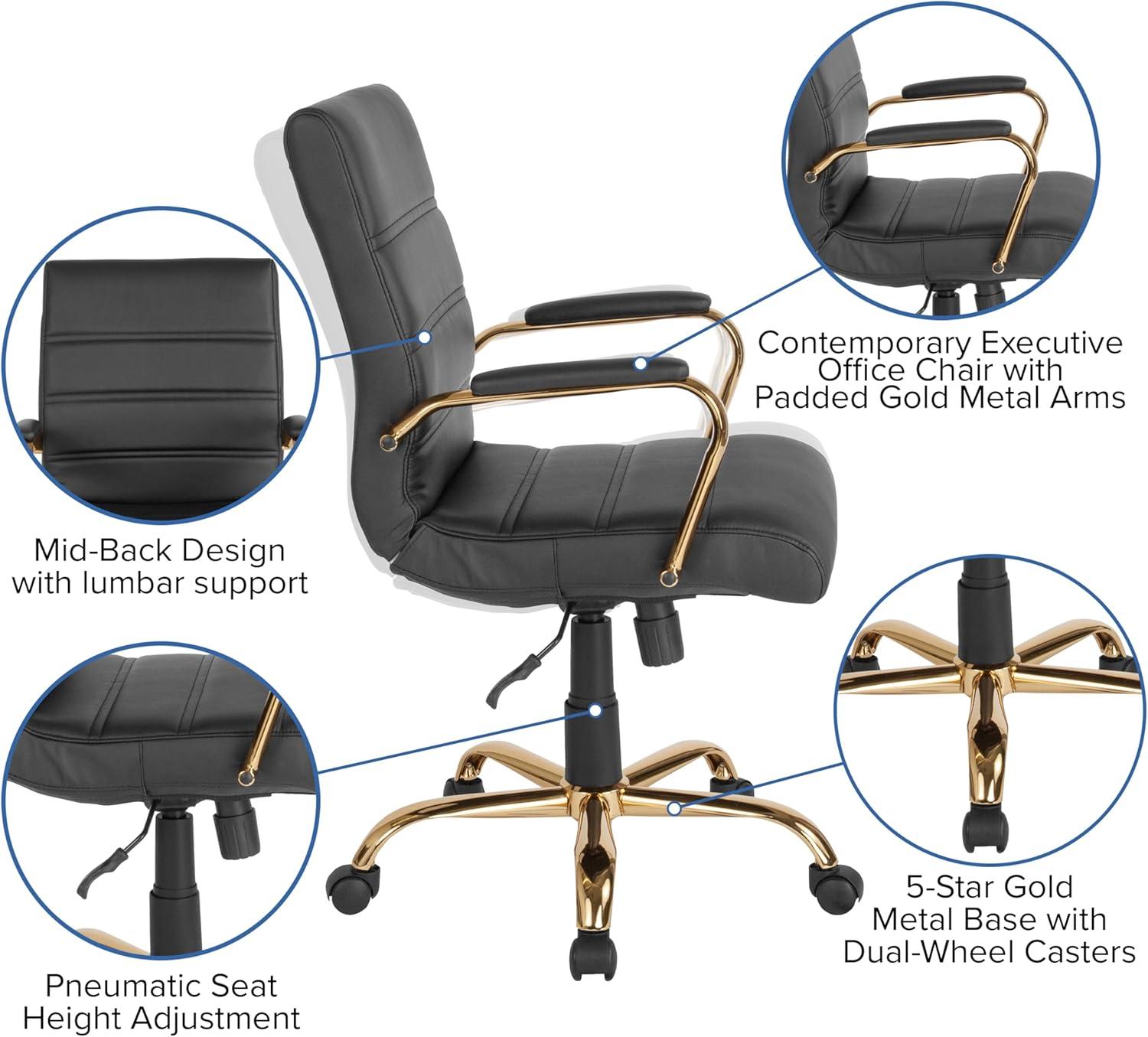 Flash Furniture Mid-Back Executive Swivel Office Chair with Metal Frame and Arms