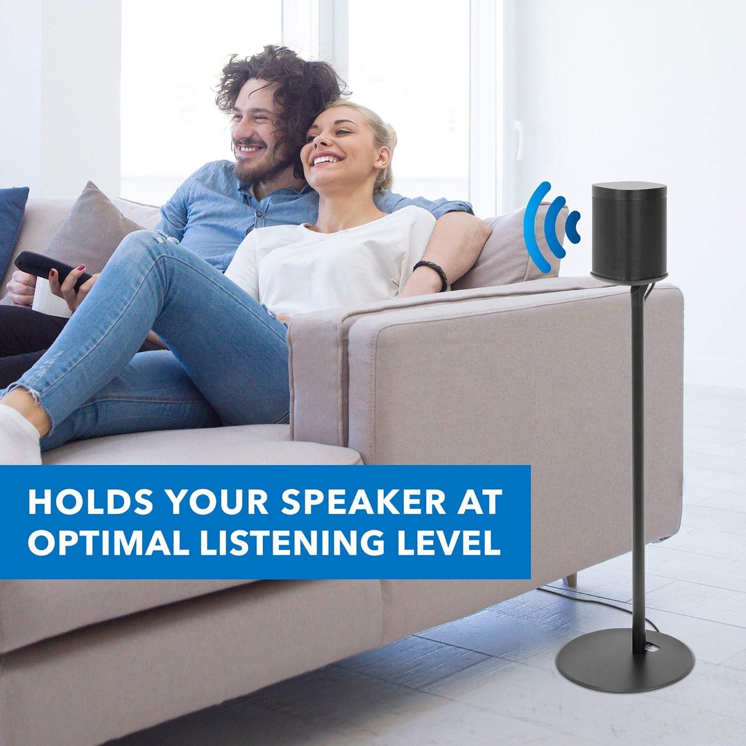 Mount-It! Speaker Floor Stand for Sonos One, SL, and Play:1 [28" Tall] Built-in Cable Management, Lightweight, Space Saving, Enhanced Surround Sound