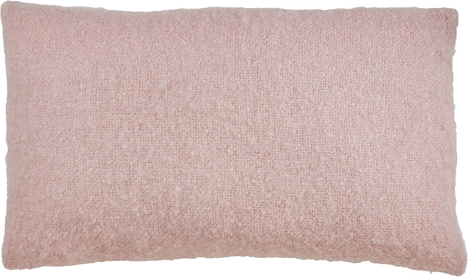 Pink Faux Mohair Rectangular Throw Pillow, 14 x 23 in