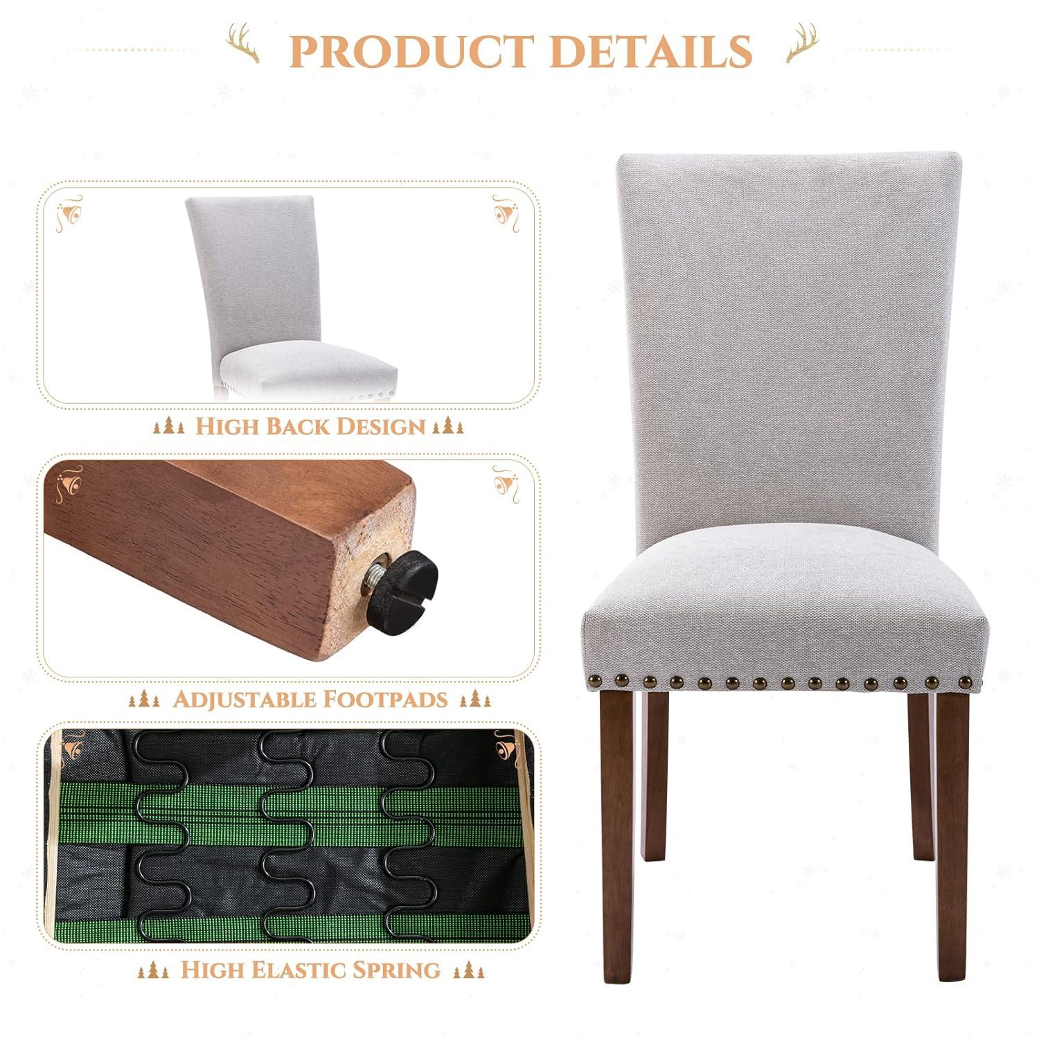 Ora Maison Upholstered Parsons Dining Chairs Set of 2/4/6, Fabric Dining Room Kitchen Side Chair with Nailhead Trim and Wood Legs Set of 4 -