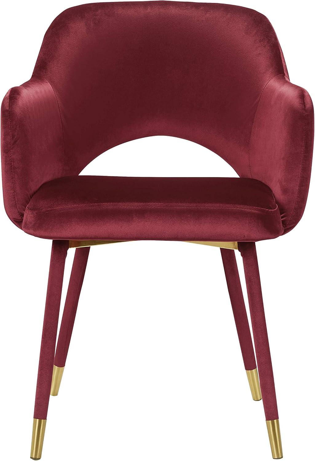ACME Applewood Velvet Upholstered Accent Chair in Bordeaux Red and Gold