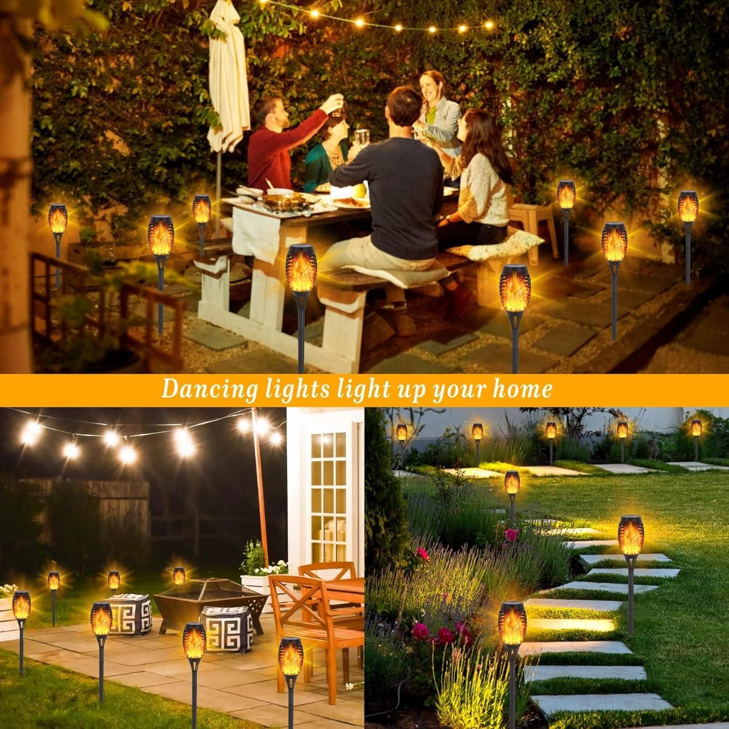 Solar Lights for Outdoor Torch Path Decor Landscape Lighting, Flickering Flame Waterproof 8 Pack