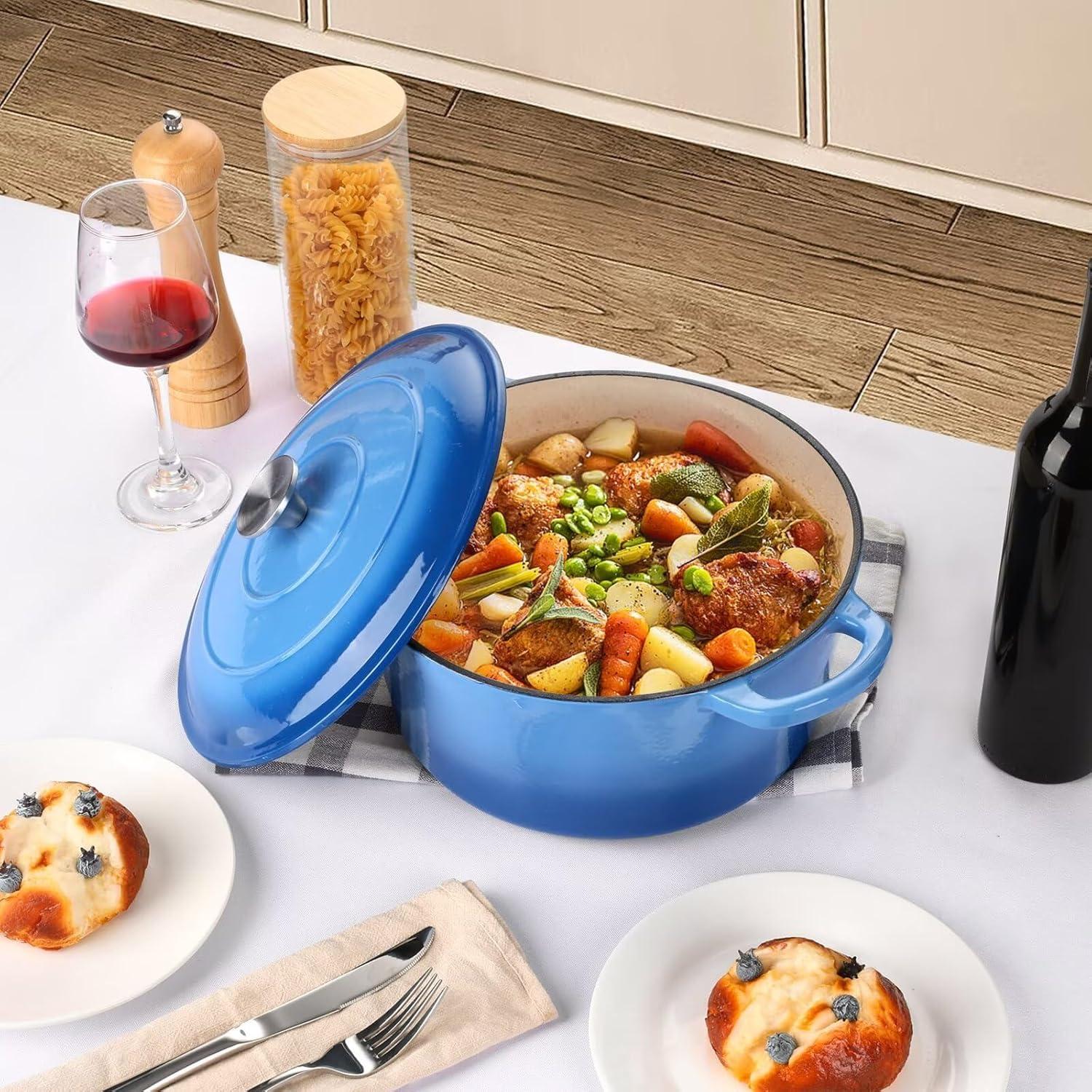 SPECIALTY FLOORING INC Dutch Oven,Enameled Cast Iron Dutch Oven Cooking Pot With Lid & Dual Handles, For Bread Baking Braising Stewing, Heavy Duty & Non Stick, Oven & All Stovetops Safe