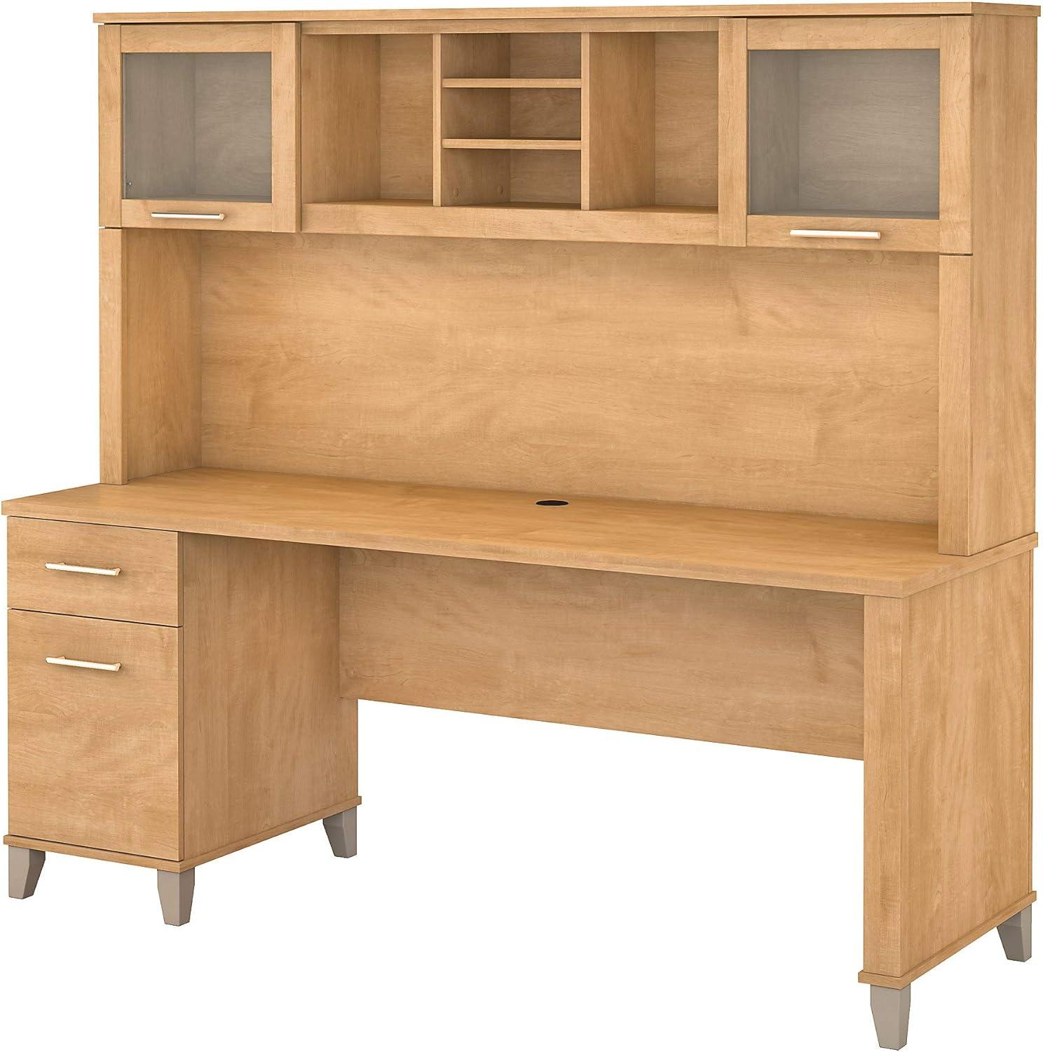 Bush Furniture Somerset 72W Office Desk with Hutch in Maple Cross