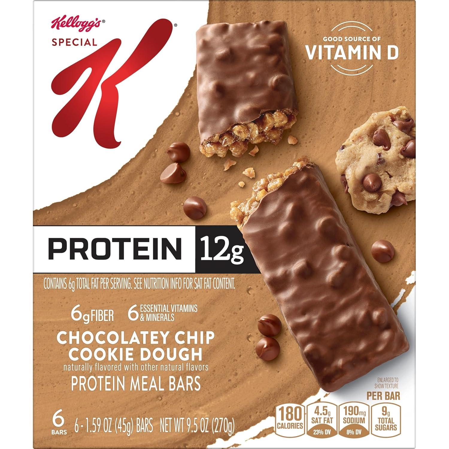 Special K Bar Protein Meal Bars, Chocolatey Chip Cookie Dough, 6 Count